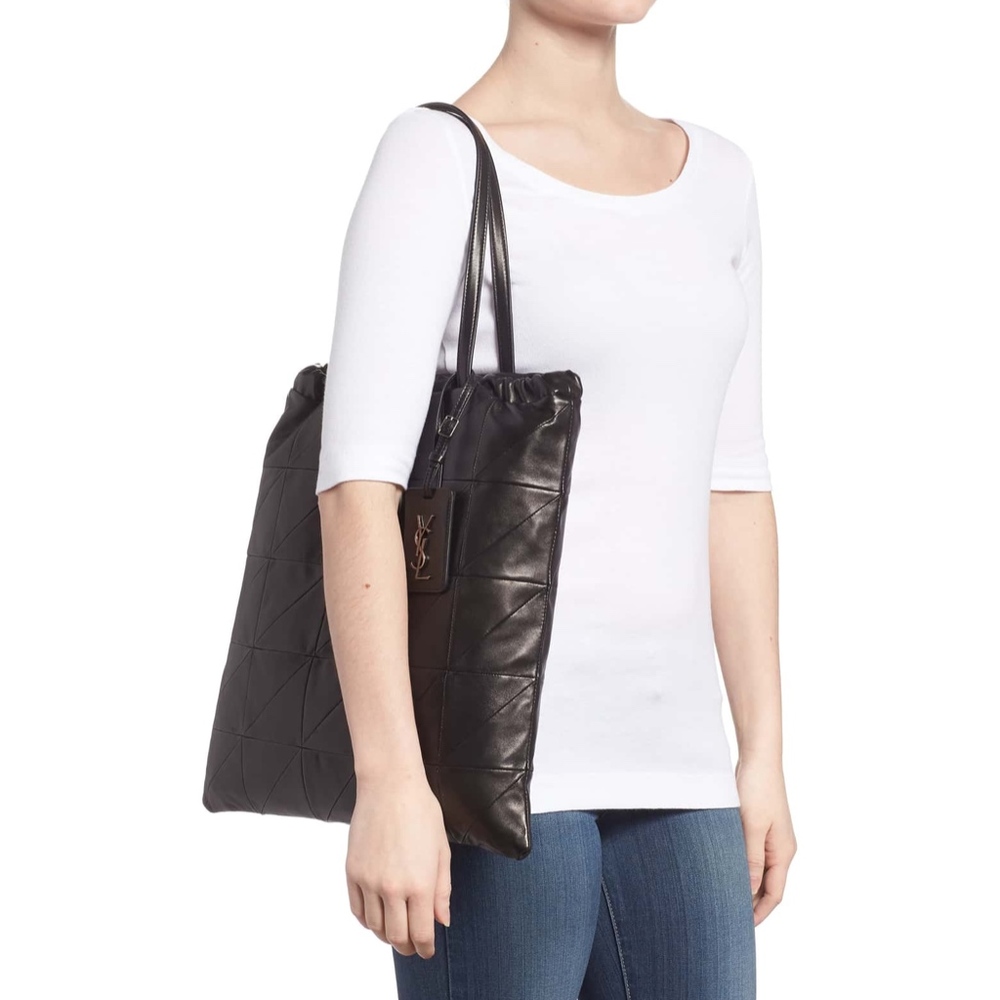 New Authentic SAINT LAURENT Antibe Flat Leather Shopper - Picture 2 of 8